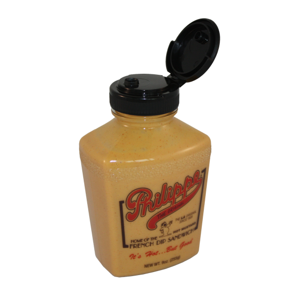 Philippe’s Hot Mustard in an easy-to-use squeeze bottle