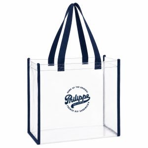 Philippe's Clear Stadium Tote – Navy Blue Trim