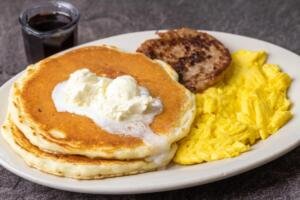 Breakfast Pancakes and Eggs